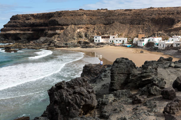 Puertito de los Molinos is a small village on Fuerteventura almost built on the beach stock photo
