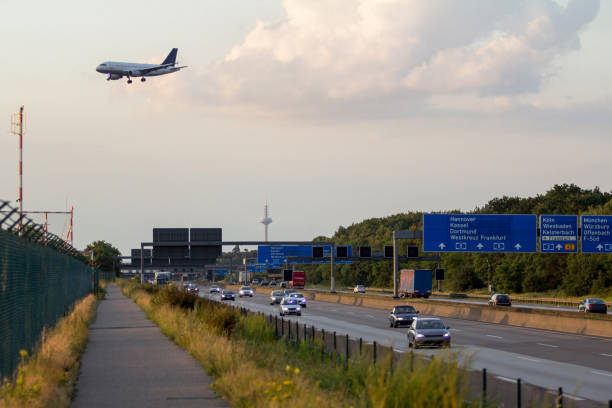 istock Airplane landing in Frankfurt 665644666