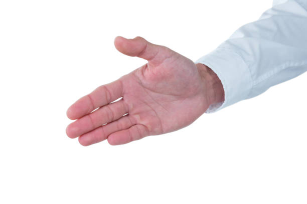 istock Hand of man gesturing against white background 665666234