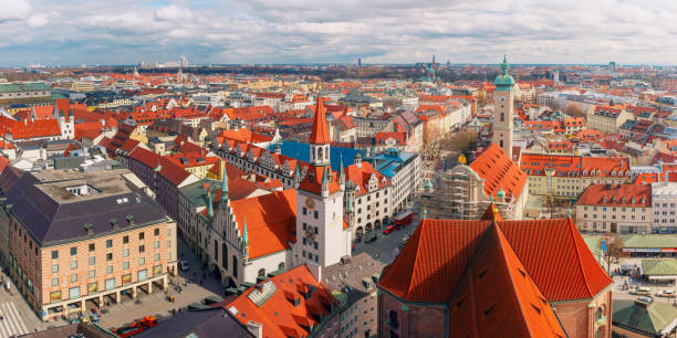istock Aerial panoramic view of Old Town, Munich, Germany 665667284