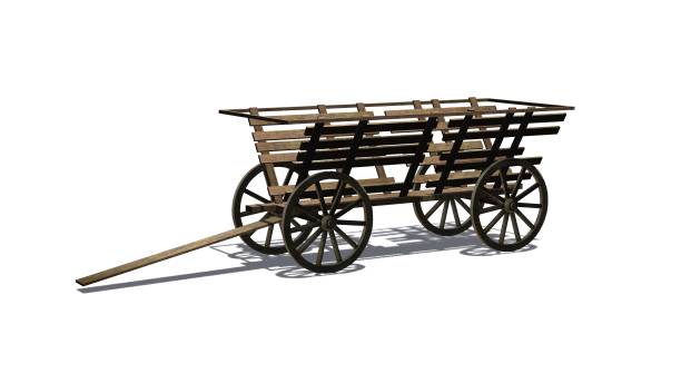 istock Ancient cart - isolated on white background 665670432