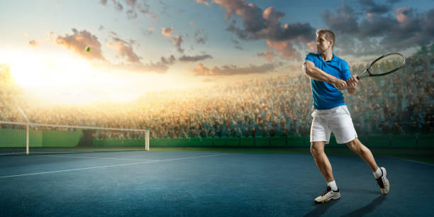 istock Tennis: Male sportsman in action 665676164