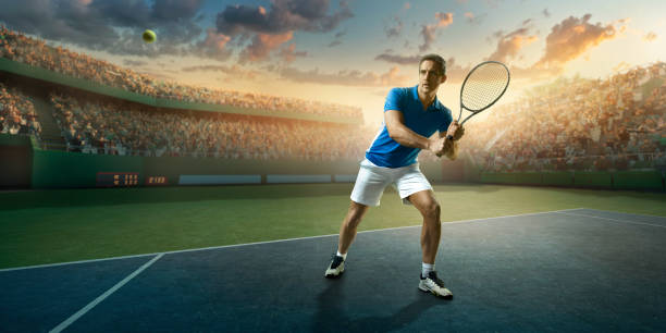 istock Tennis: Male sportsman in action 665676182