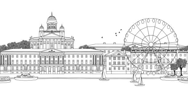 nahtlose banner von helsinki - helsinki stock-grafiken, -clipart, -cartoons und -symbole