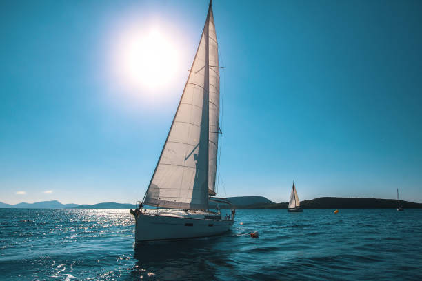 istock Luxury yachts at sea sailing regatta. 665678454