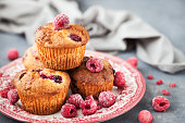 Homemade delicious raspberry muffins