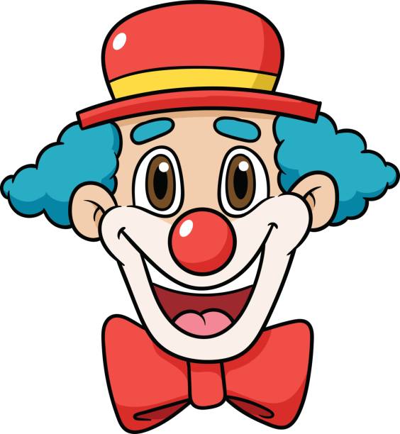 ilustrações, clipart, desenhos animados e ícones de ilustração do vetor da face do palhaço dos desenhos animados - clown