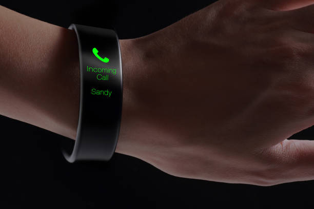 istock Incoming call icon on smart wristband. 665693278