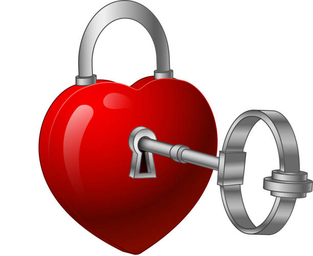 Unlock heart with a silver key Vector illustration of Unlock heart with a silver key locket stock illustrations