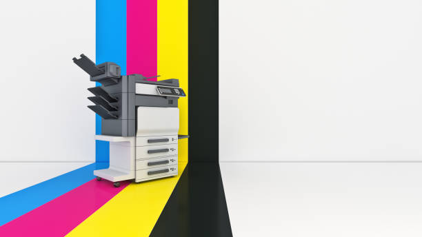 concepto de cuatro. impresión en color. render 3d - print shop fotografías e imágenes de stock