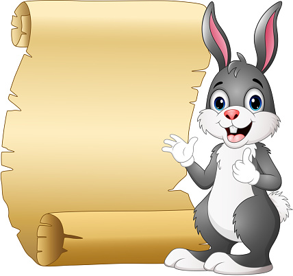 Vector illustration of Cartoon rabbit and scroll paper