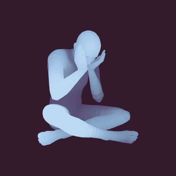 istock Man Thinks about a Problem. Despair, Depression, Hopelessness, Addiction Concept. 3D Model of Man. 665731202