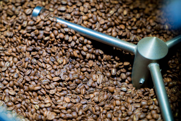 istock Close up of coffee beans in a cooling drum 665737468