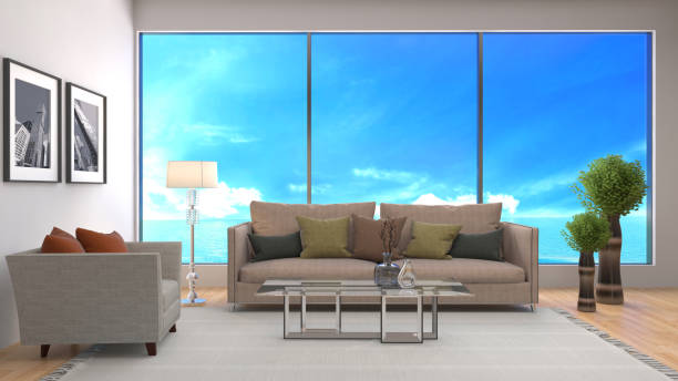 istock Interior living room. 3d illustration 665740608