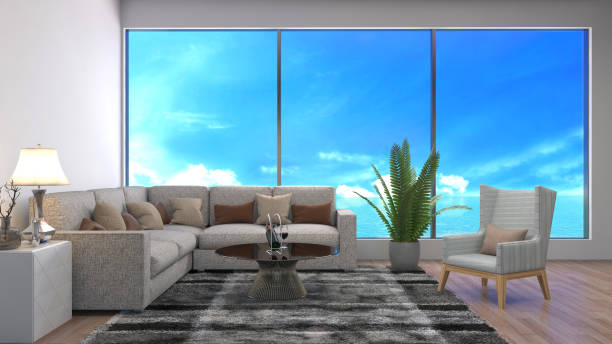 istock Interior living room. 3d illustration 665740612