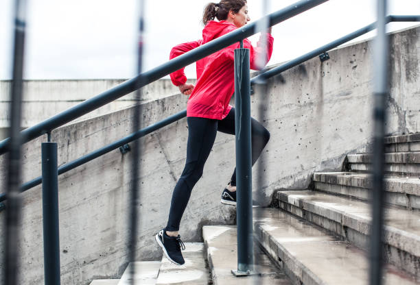 Woman Running Up The Stairs