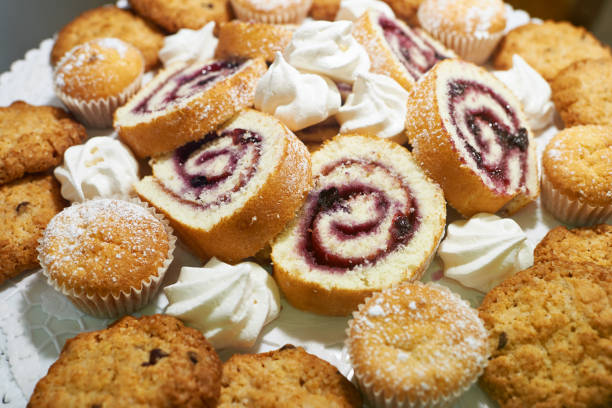 istock Cookies, cakes and sweet rolls with jam 665750504