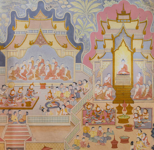 istock Buddhist temple mural painting 665752070