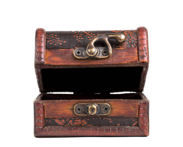 istock Wooden treasure chest with open 665754848