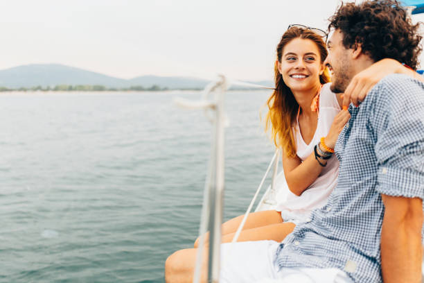istock Couple sailing on a yacht 665757914