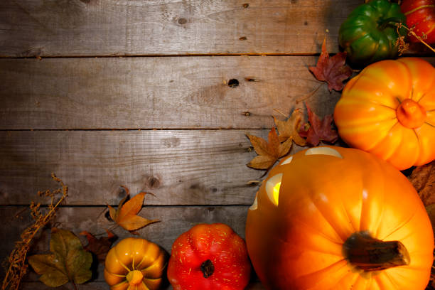 istock Autumn pumpkin Aerial View background 665764880
