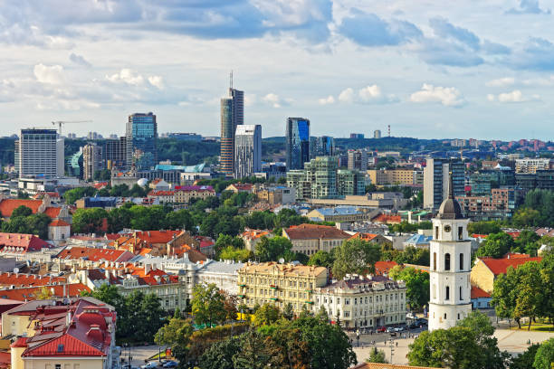 istock Rooftops on Cathedral Square and Financial District in Vilnius 665770830
