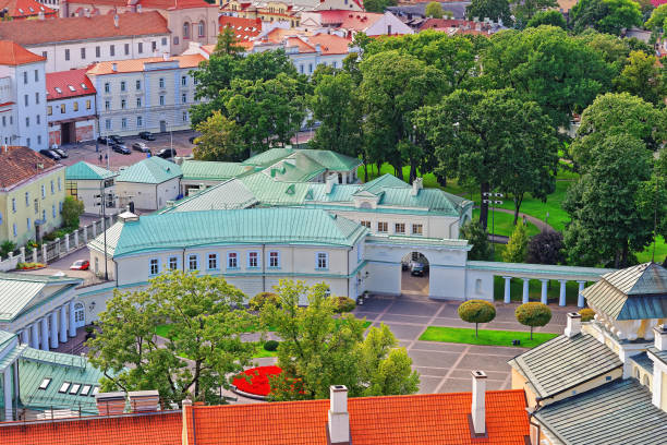 istock Rooftops view on Presidential Palace in Vilnius 665770858