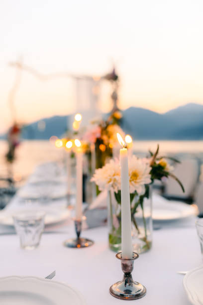 istock Candles at the wedding banquet. Wedding decorations. Wedding at 665771374