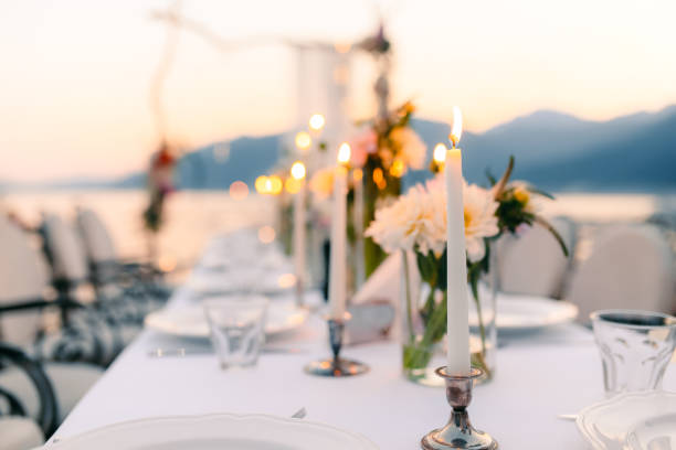istock Candles at the wedding banquet. Wedding decorations. Wedding at 665771448