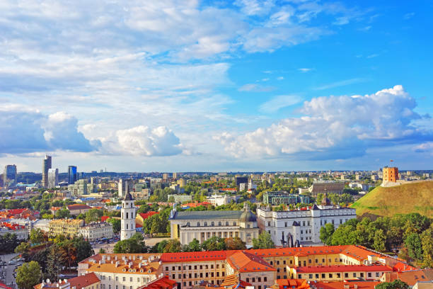istock Gediminas Tower and Cathedral square in old town in Vilnius 665772298