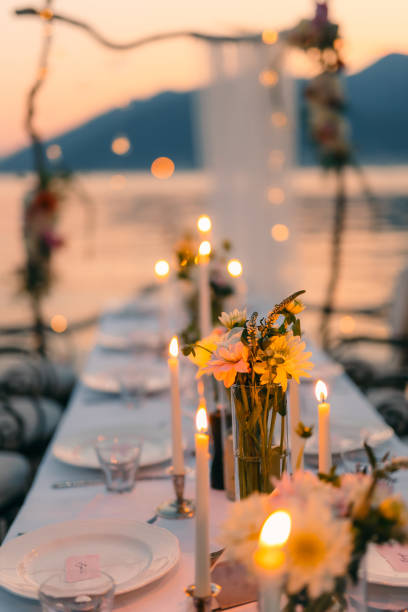istock Candles at the wedding banquet. Wedding decorations. Wedding at 665776432