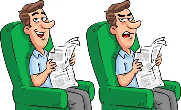 Vector illustration of Man Reading Newspaper