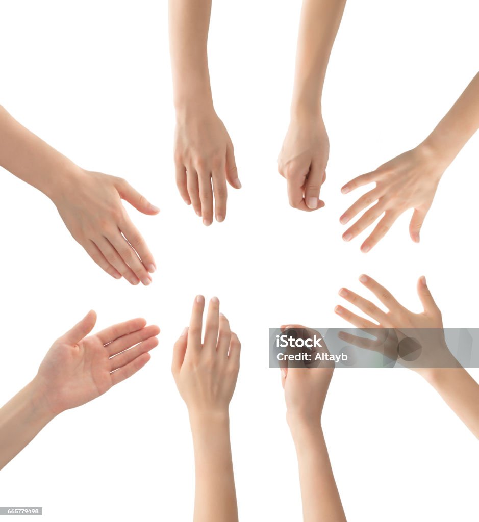 Hands set , isolated Hands set , clipping path Hand Stock Photo