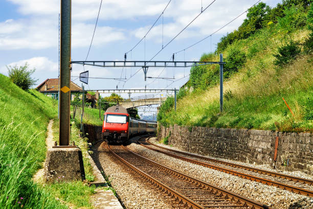 istock Train at railroad Lavaux Vineyard Terraces 665780830