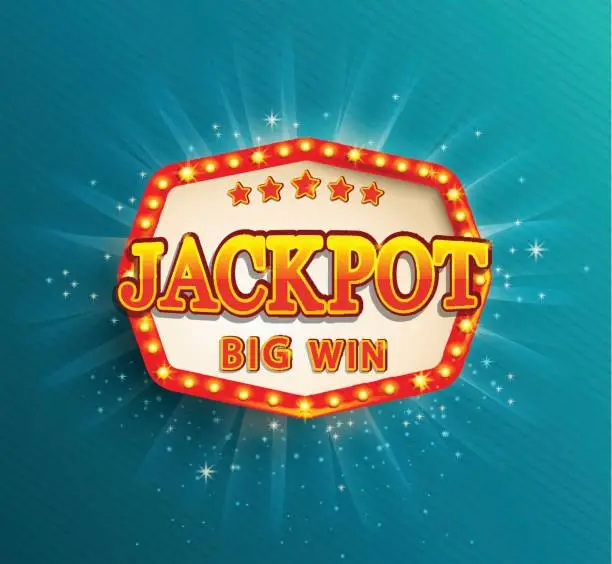 Vector illustration of Jackpot lighting banner. Big Win.
