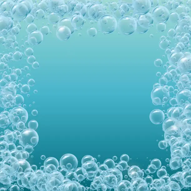 Vector illustration of Transparent soap or water bubbles background