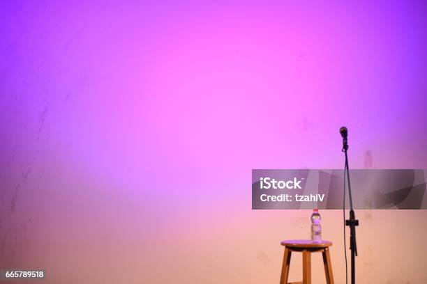Standup Comedy Stage Stock Photo - Download Image Now - Comedian, Microphone, Stage - Performance Space