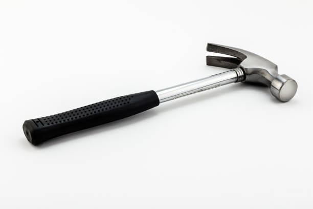 istock Iron hammer with black rubber grip isolated on white background 665791904