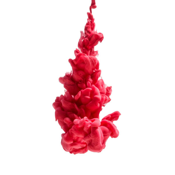 istock colorful ink isolated on white background. red drop swirling under water. Cloud of ink in water. 665794072