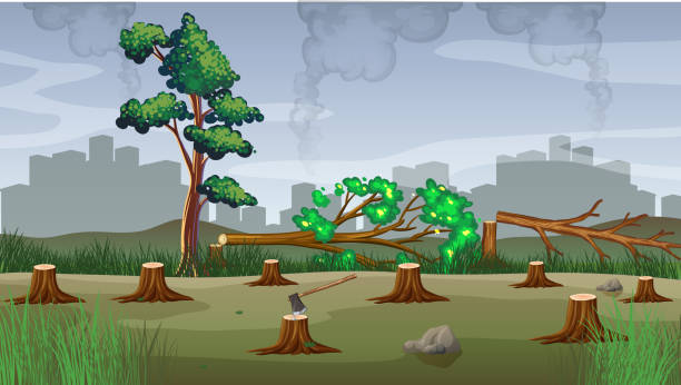 illustrations, cliparts, dessins animés et icônes de thème de la pollution avec la déforestation - deforestation