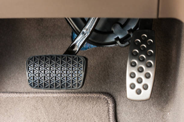 istock Car accelerator pedal and brake pedal/Car controls 665807270