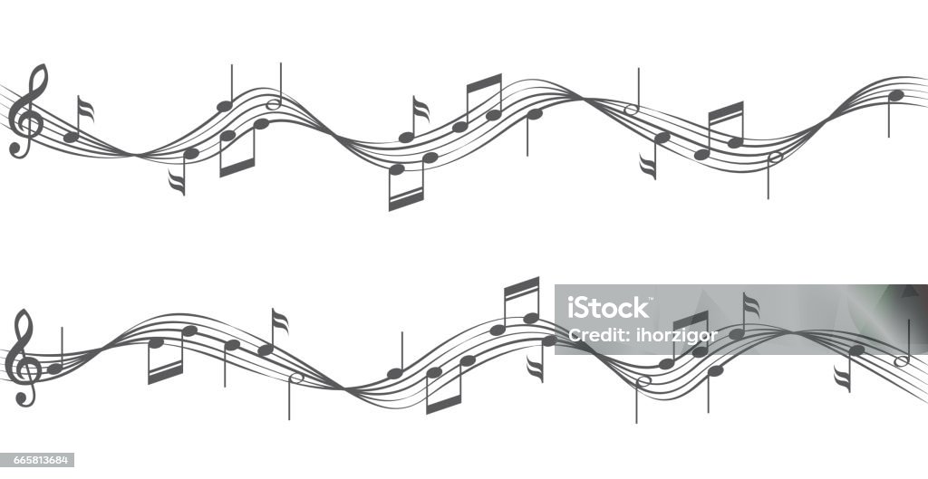 Musik Noten auf staves - Lizenzfrei Note Vektorgrafik