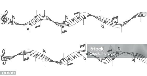 Musik Noten Auf Staves Stock Vektor Art und mehr Bilder von Note - Note, Notenlinie, Vektor