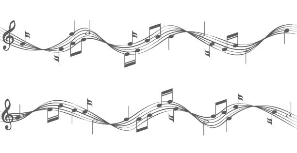 Music notes on staves Music notes on staves on white background music staff stock illustrations