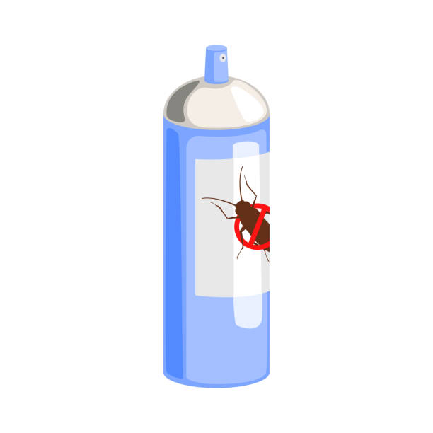 istock Blue can of cockroach insecticide. Colorful cartoon illustration 665817416