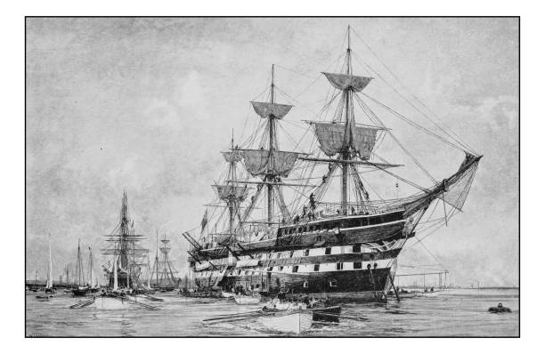 istock Antique photo of paintings: Ship 665817580