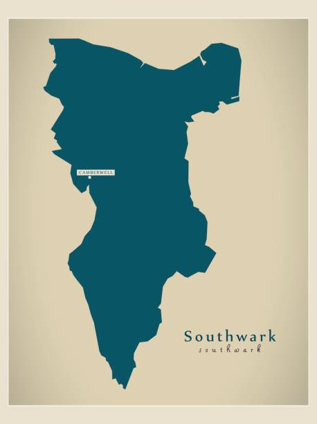 ilustrações, clipart, desenhos animados e ícones de moderno mapa - borough de southwark maior londres uk inglaterra - southwark