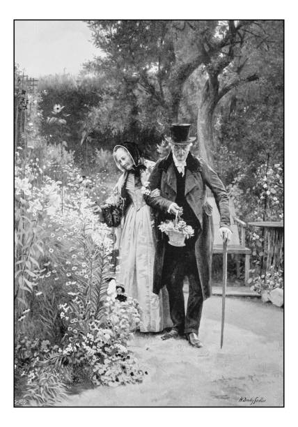 istock Antique photo of paintings: Elderly couple 665820498