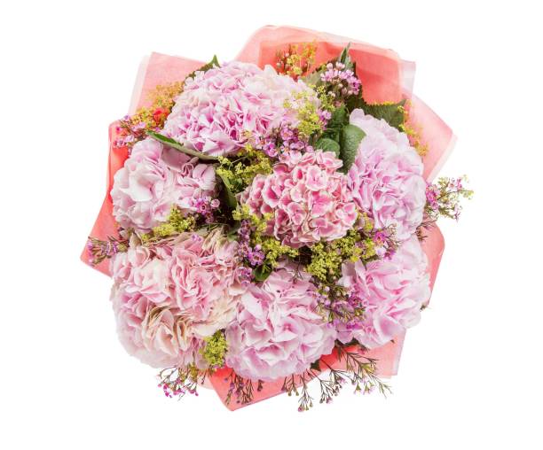 istock Bouquet of flowers top view on white background 665823352