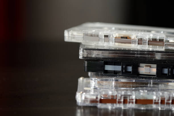 istock Some old audio cassettes on a dark background 665823840